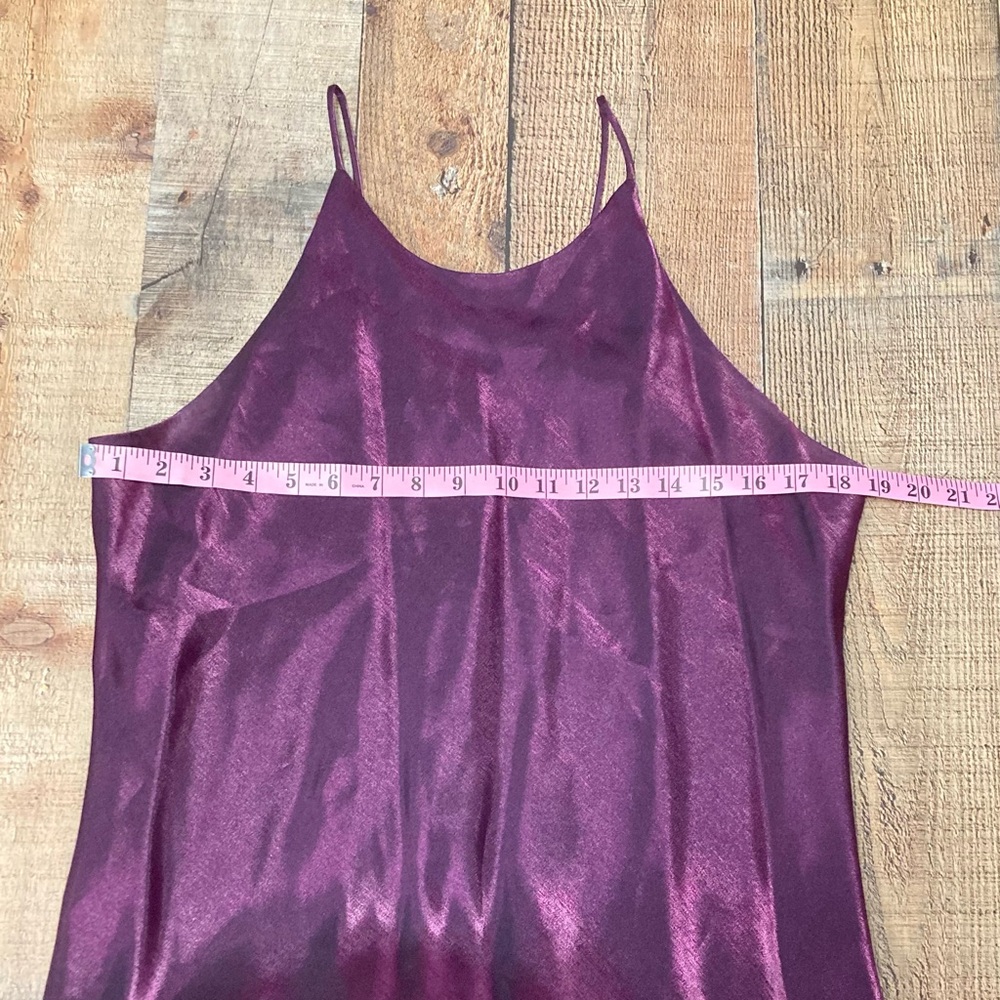 Vintage Hampton Nites Magenta Iridescent Metallic Maxi Dress Halter Neck 14 - Picture 5 of 5